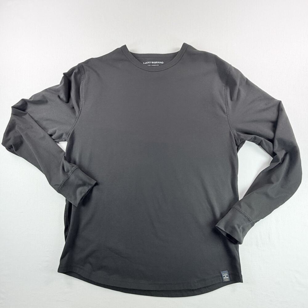 Lucky Brand Men's Black Long Sleeve Crew Neck Cotton Shirt Size Large
